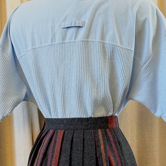 Light Blue Half-Zip Polo – Ribbed Cotton with Chevron Stripes - Picture 5 of 5